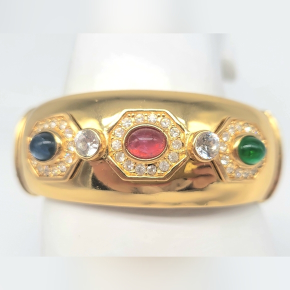 Christian Dior Precious Gemstone Gripoix Glass + Swarovski Crystal Bangle - Picture 9 of 14